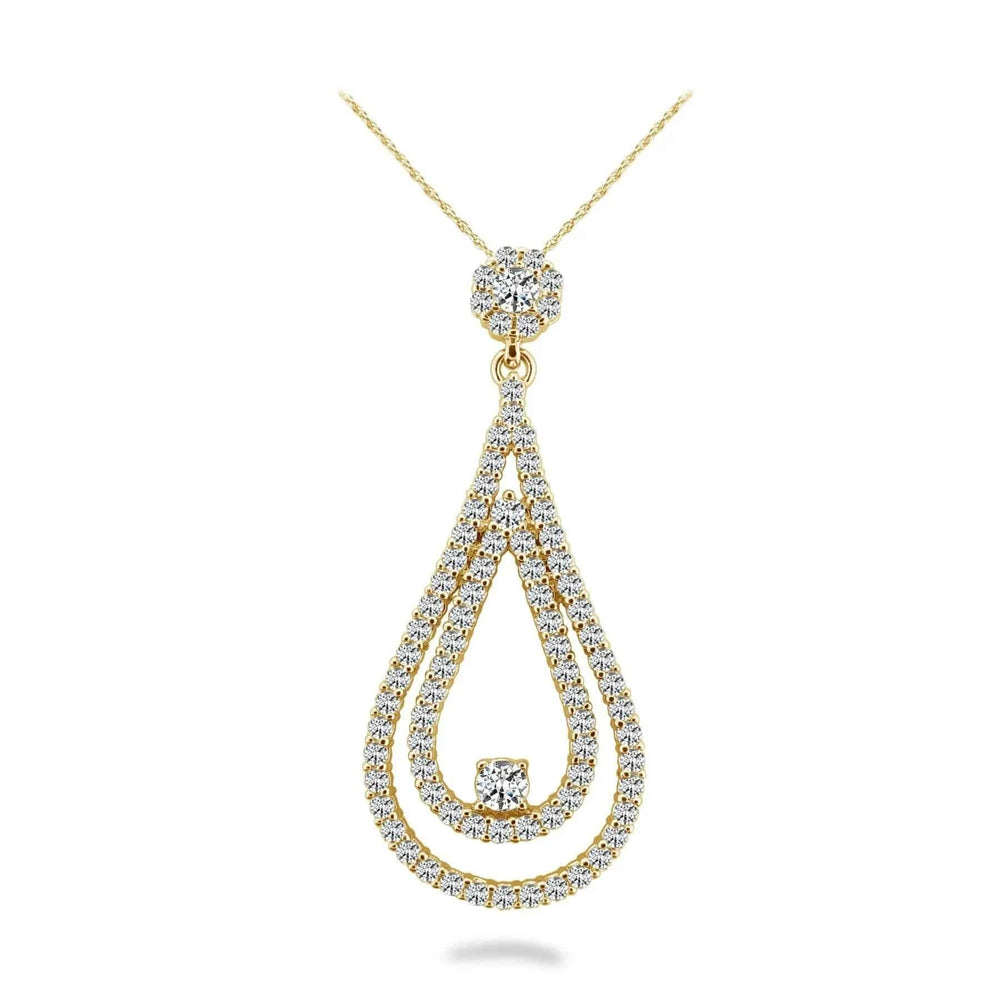 Double Teardrop Lab Diamond Pendant 2.03 ctw - PUREFINEJEWELRY