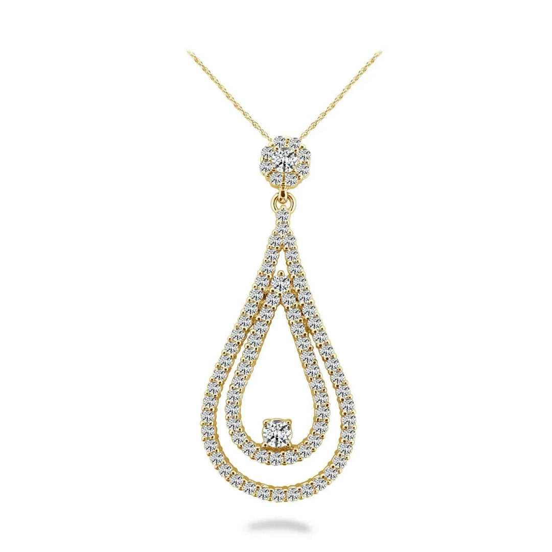 Double Teardrop Lab Diamond Pendant 2.03 ctw - PUREFINEJEWELRY