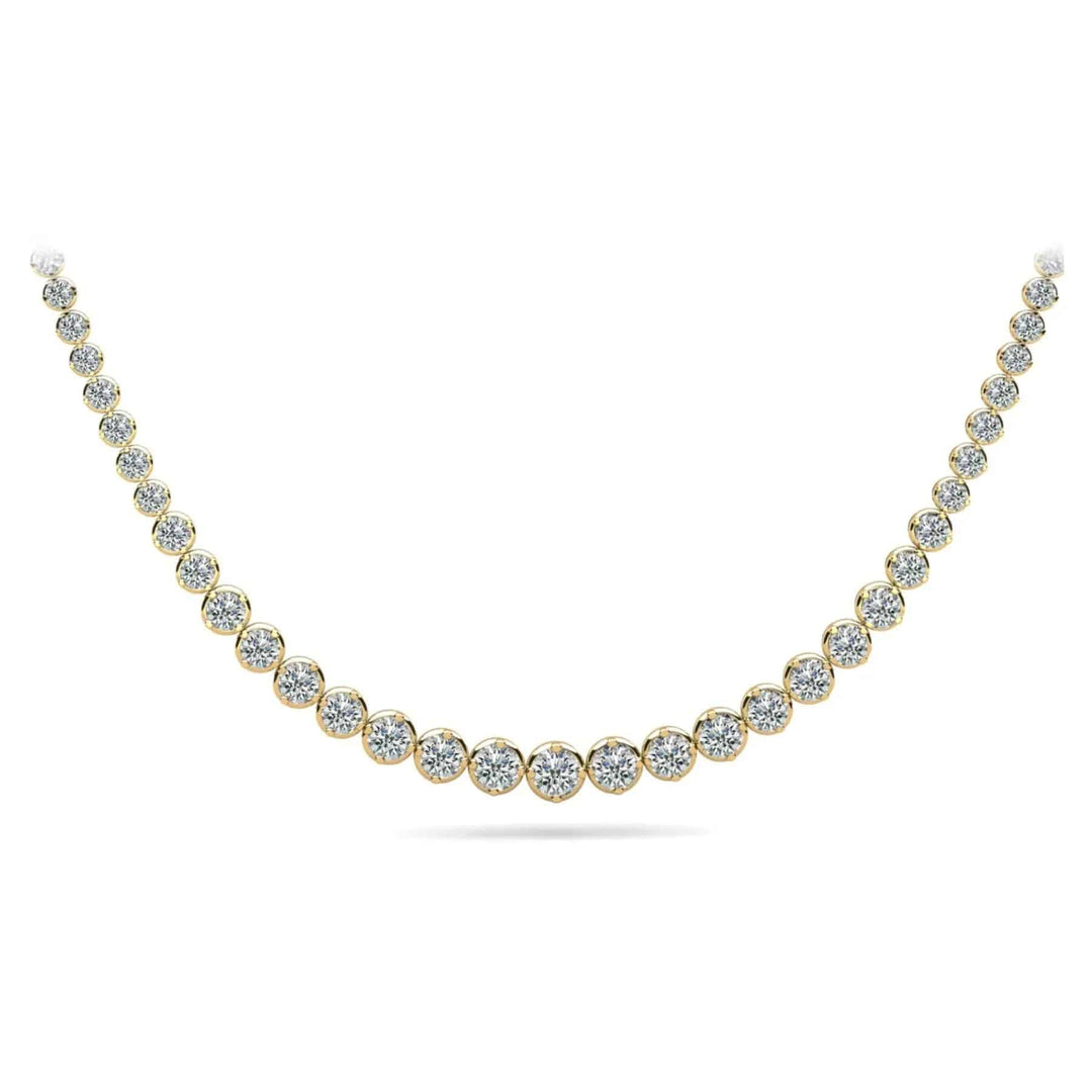 Elegant Tennis Necklace Bezel Set 7.05 ctw - PUREFINEJEWELRY