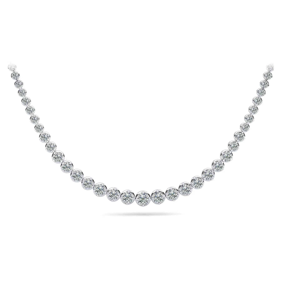 Elegant Tennis Necklace Bezel Set 7.05 ctw - PUREFINEJEWELRY