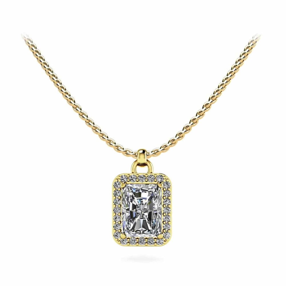 Emerald Cut Lab Diamond Halo Pendant 0.90 ctw - PUREFINEJEWELRY