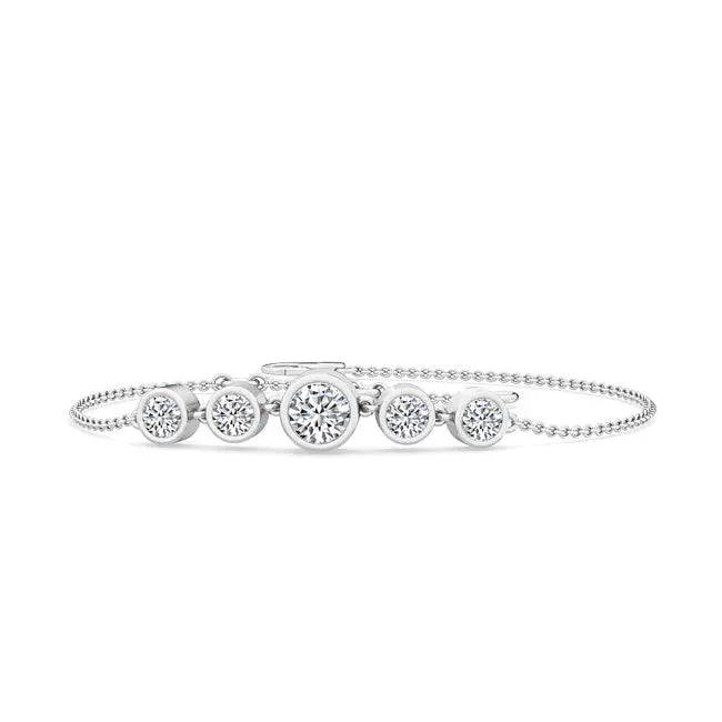 Five Lab Diamond Bezel Bracelet 0.70 ctw. - PUREFINEJEWELRY