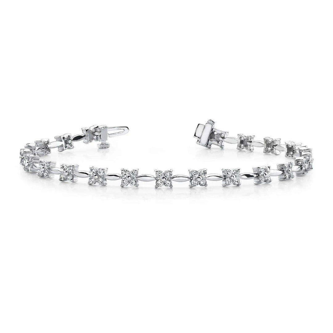 Flower Link Lab Diamond Bracelet 1.94 ctw - PUREFINEJEWELRY