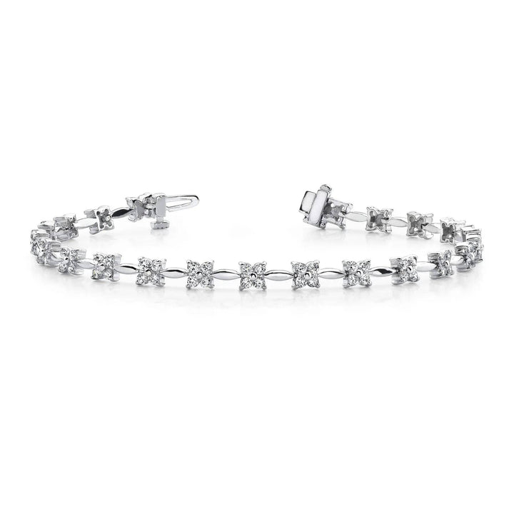 Flower Link Lab Diamond Bracelet 1.94 ctw - PUREFINEJEWELRY