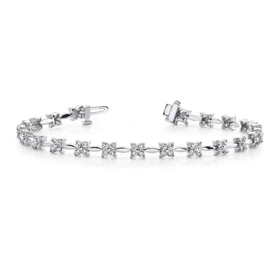 Flower Link Lab Diamond Bracelet 1.94 ctw - PUREFINEJEWELRY