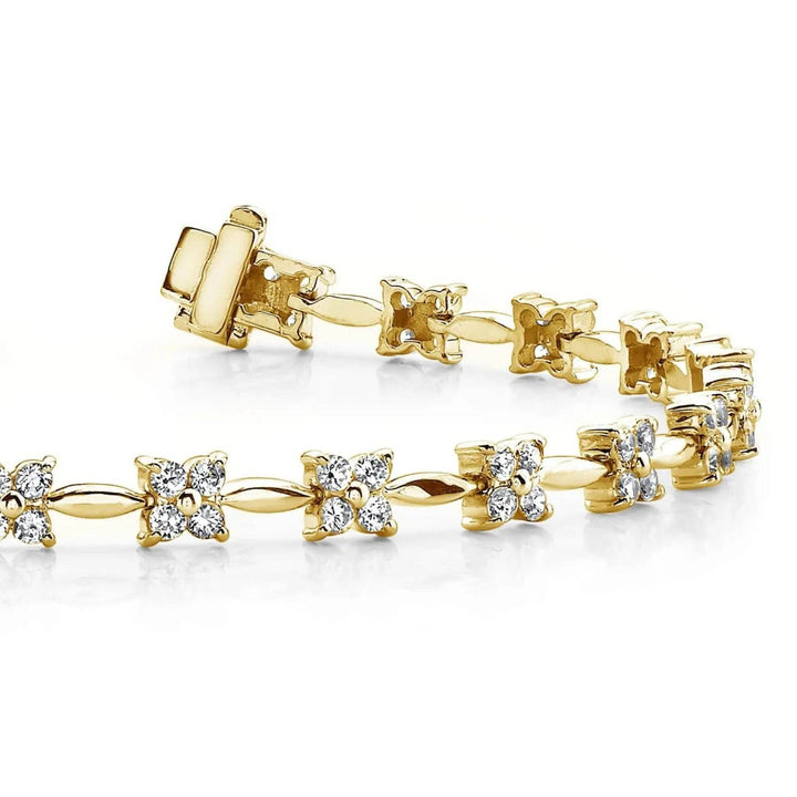 Flower Link Lab Diamond Bracelet 1.94 ctw - PUREFINEJEWELRY