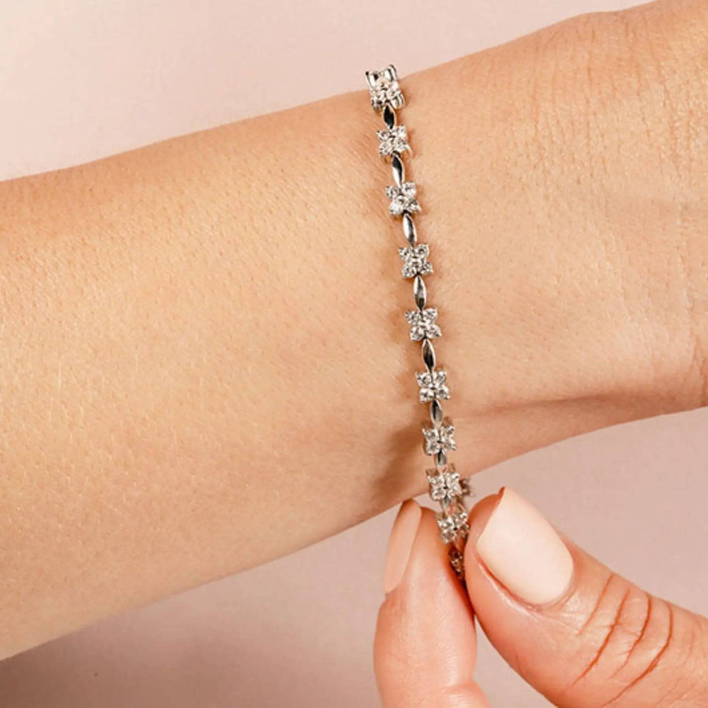 Flower Link Lab Diamond Bracelet 1.94 ctw - PUREFINEJEWELRY