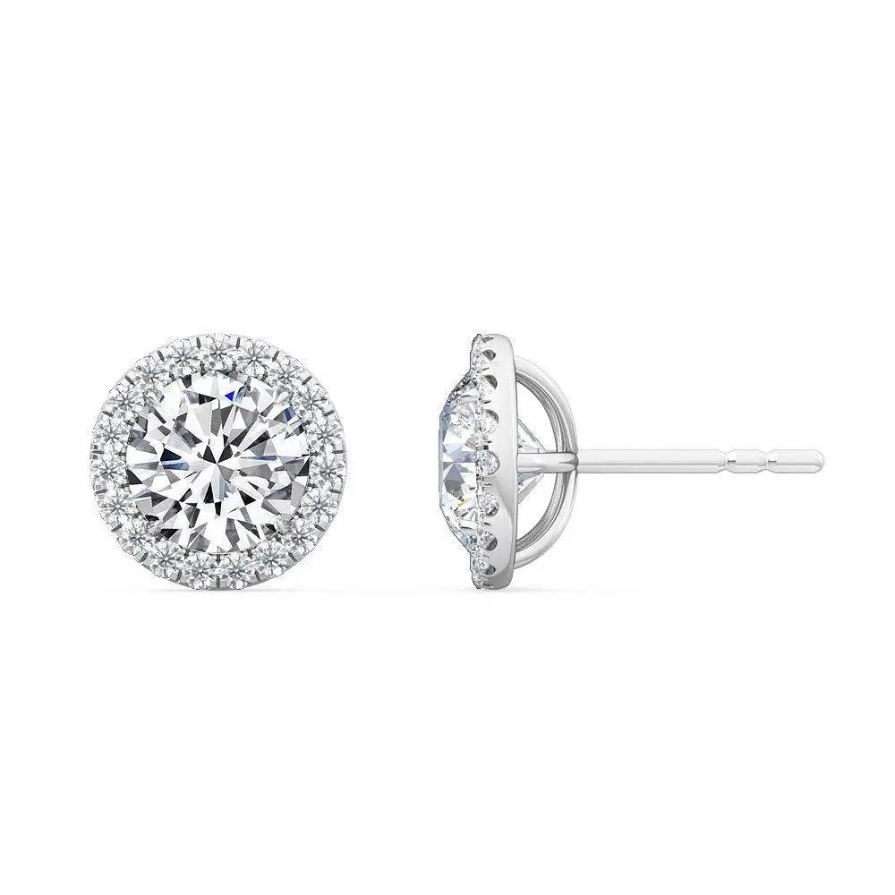 Halo Earrings Round Shape Lab Diamond 1.20 ctw - PUREFINEJEWELRY