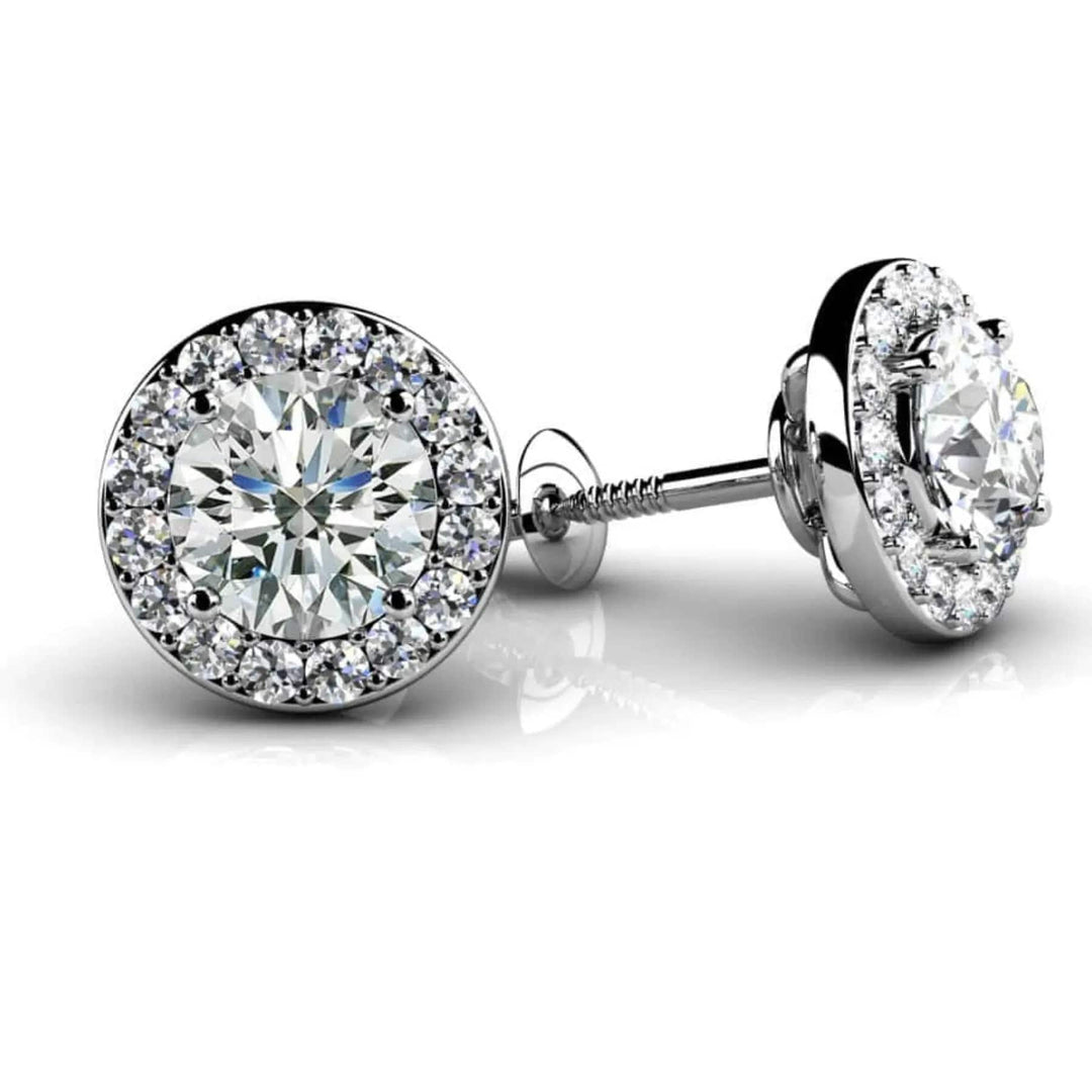 Halo Stud Lab Diamond Earrings 1.02 ctw - PUREFINEJEWELRY