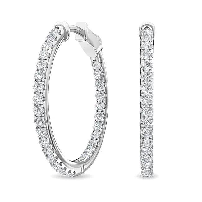 Hoops Earrings Lab Grown Diamond 1.00 to 5.00 ctw - PUREFINEJEWELRY