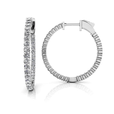 Inside Out Lab Diamond Hoop Small 1.05 ctw - PUREFINEJEWELRY