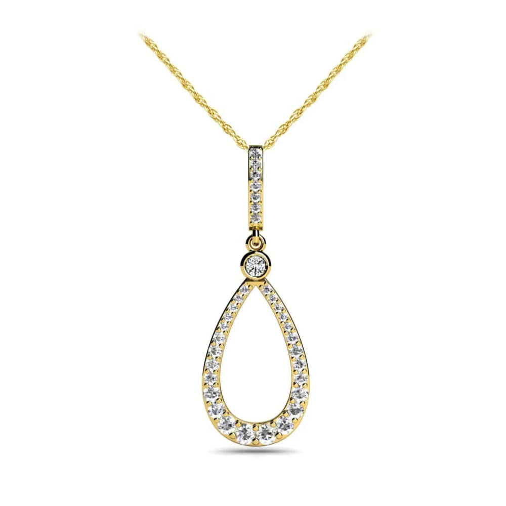 Lab Diamond Lined Designer Teardrop Pendant 0.75 ctw - PUREFINEJEWELRY