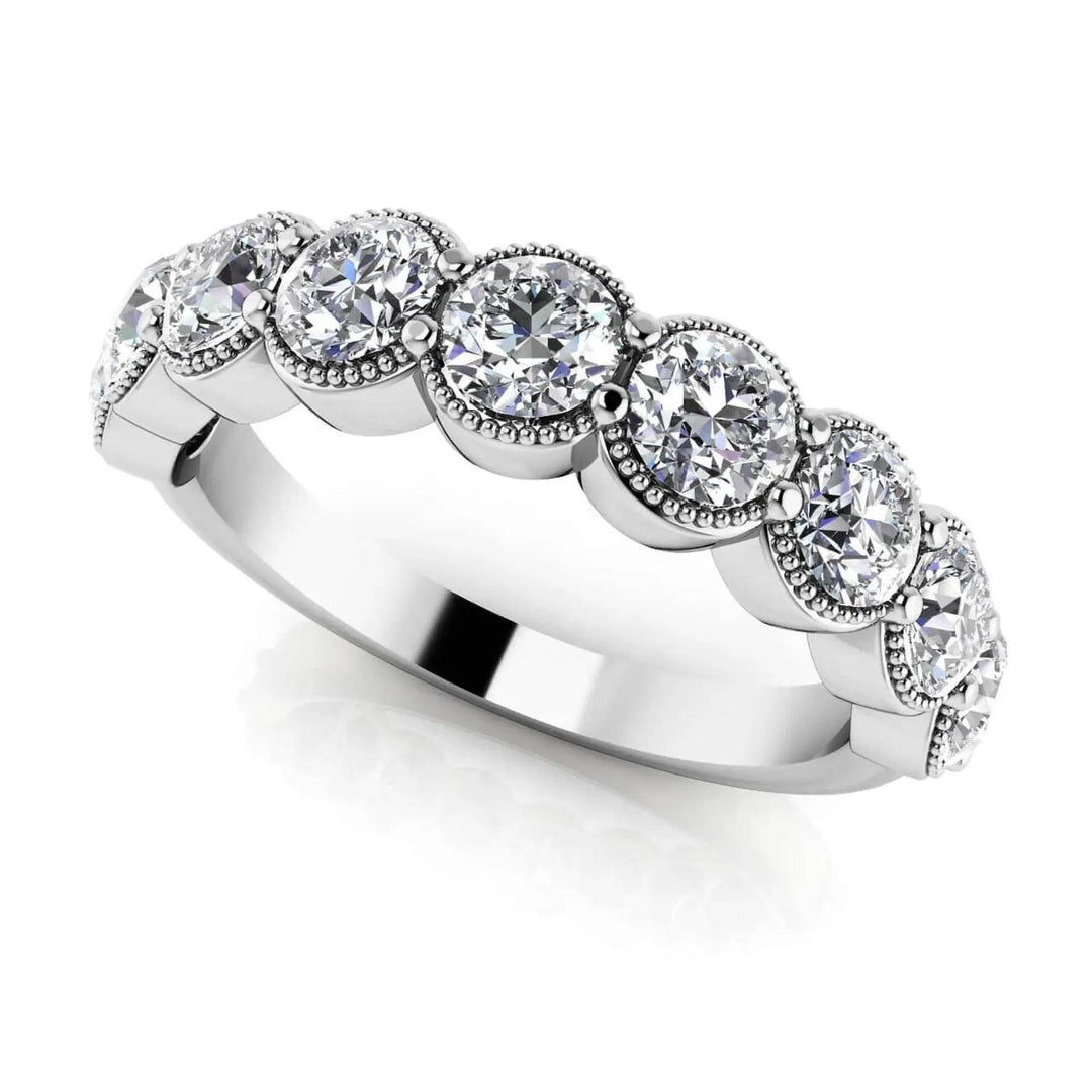 Milgrain Lab Diamond Semi Eternity Ring 1.00 ctw - PUREFINEJEWELRY