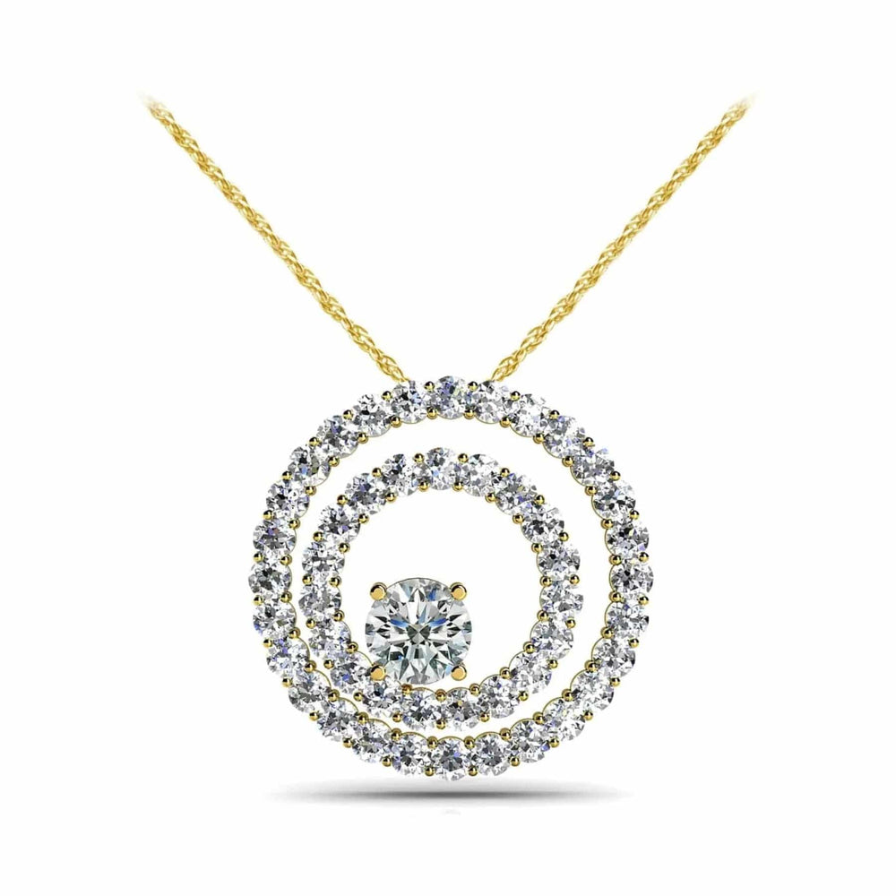 Off Center Diamond Circle Pendant 0.90 ctw - PUREFINEJEWELRY