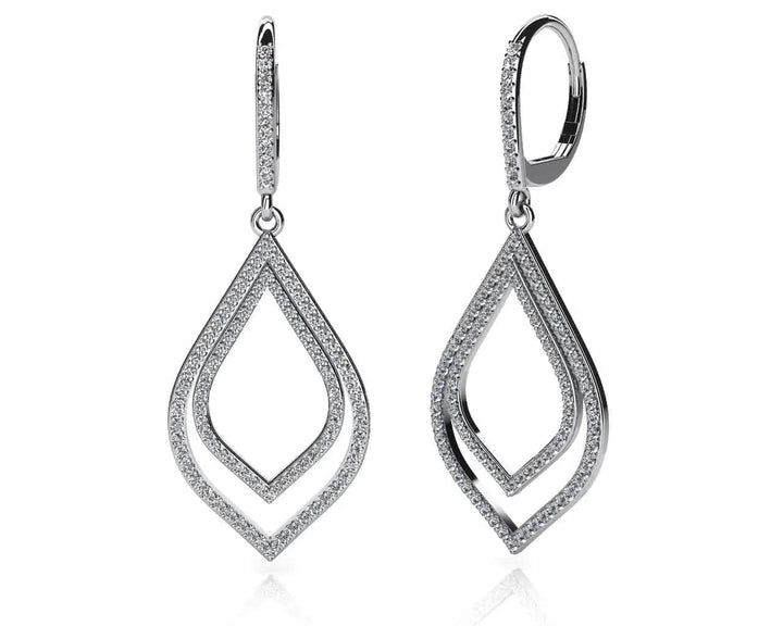 Open Double Leaf Lab Diamond Drop Earrings 1.22 ctw - PUREFINEJEWELRY