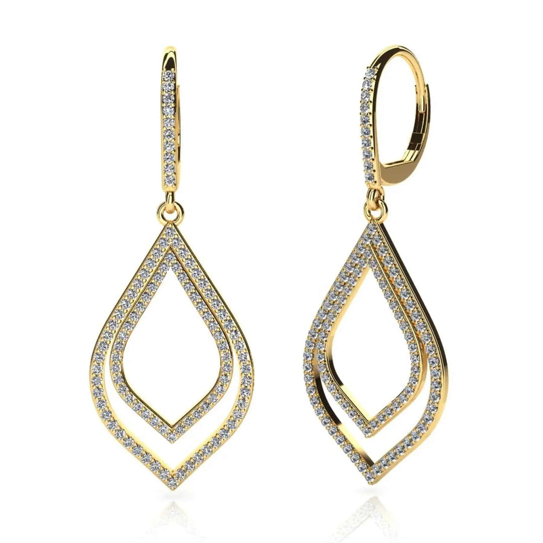 Open Double Leaf Lab Diamond Drop Earrings 1.22 ctw - PUREFINEJEWELRY