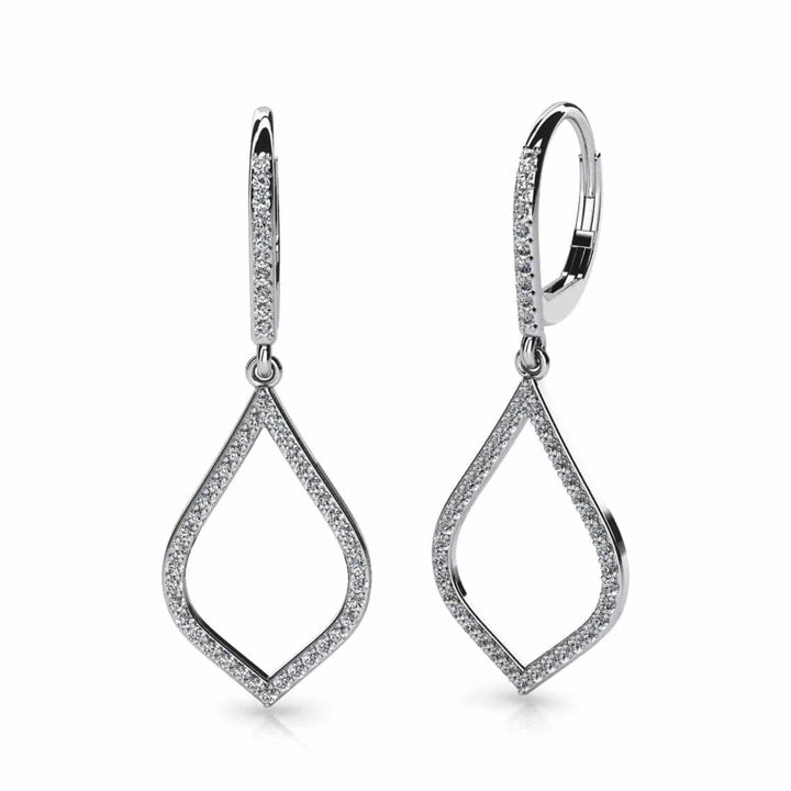 Open Leaf Lab Diamond Drop Earrings 0.70 ctw - PUREFINEJEWELRY