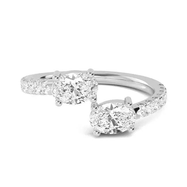 Oval and Round Lab Grown Diamond Ring 1.10 ct - PUREFINEJEWELRY