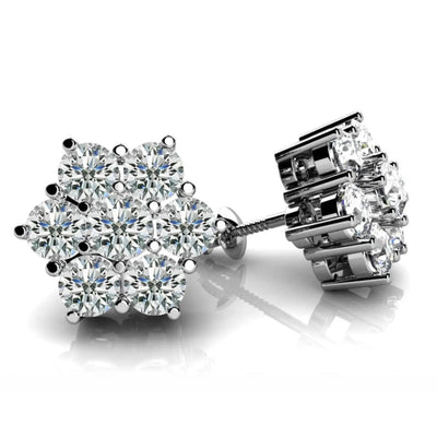 Petals Lab Grown Diamond Stud Earrings 1.12 ctw - PUREFINEJEWELRY