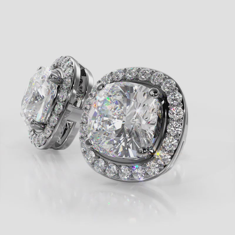 Cushion Cut Lab Grown Diamond Studs 2.30 ct