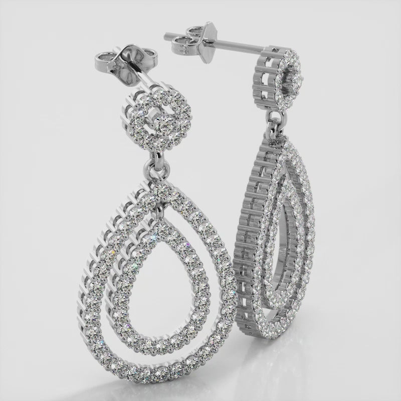 Double Teardrop Lab Diamond Earrings 1.03 ctw