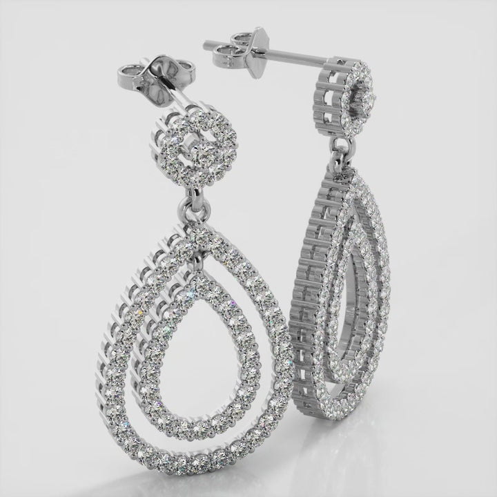 Double Teardrop Lab Diamond Earrings 1.03 ctw