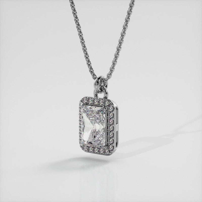 Emerald Cut Lab Diamond Halo Pendant 0.90 ctw