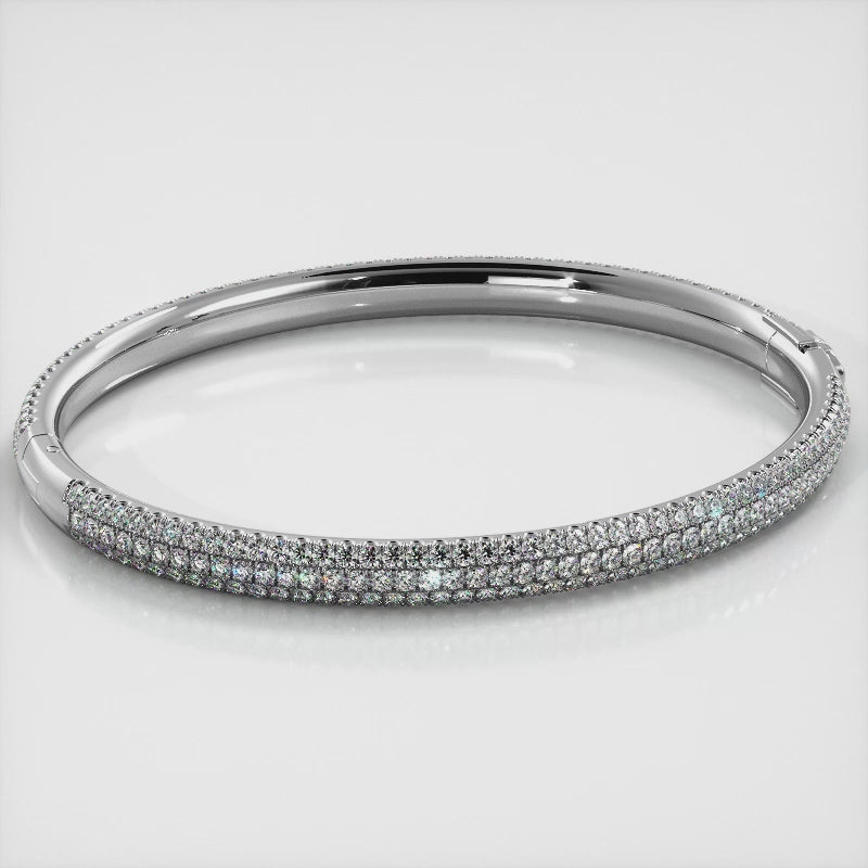 Three Row Pave Lab Diamond Bangle 2.30 ctw