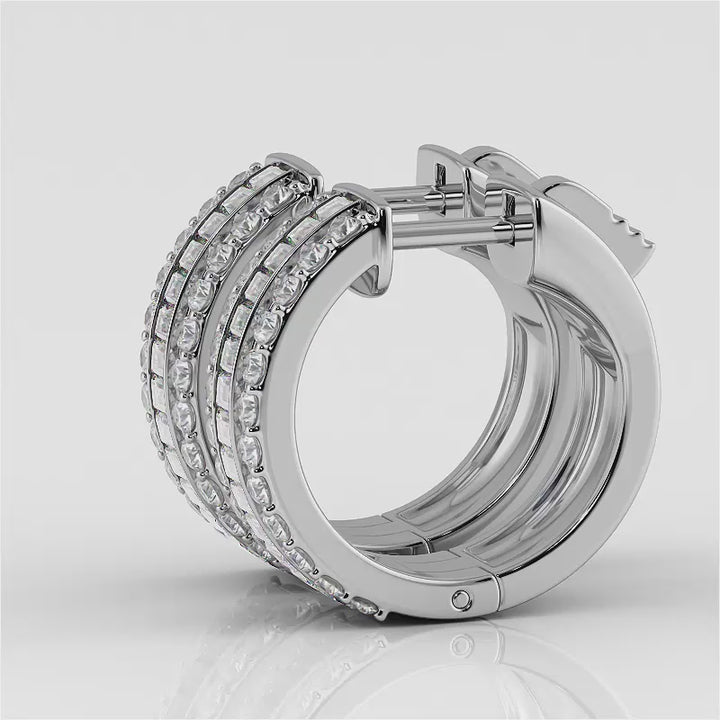 Baguette And Round Hoops Lab Diamonds 0.90 ctw