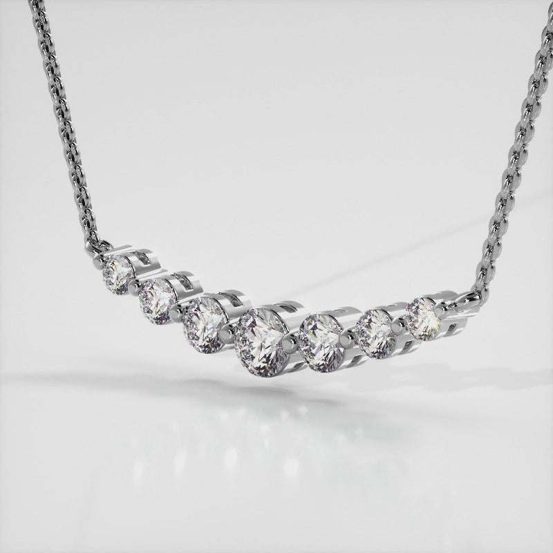 Seven Stone Graduated Chain Necklace 0.88 ctw