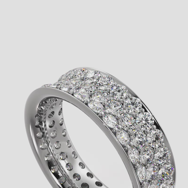 Concave 3 Row Lab Diamond Eternity Ring 2.87 ctw