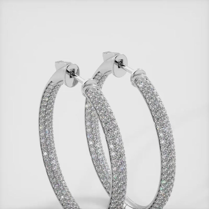 Triple Row Inside Out Diamond Earrings 3.06 ctw