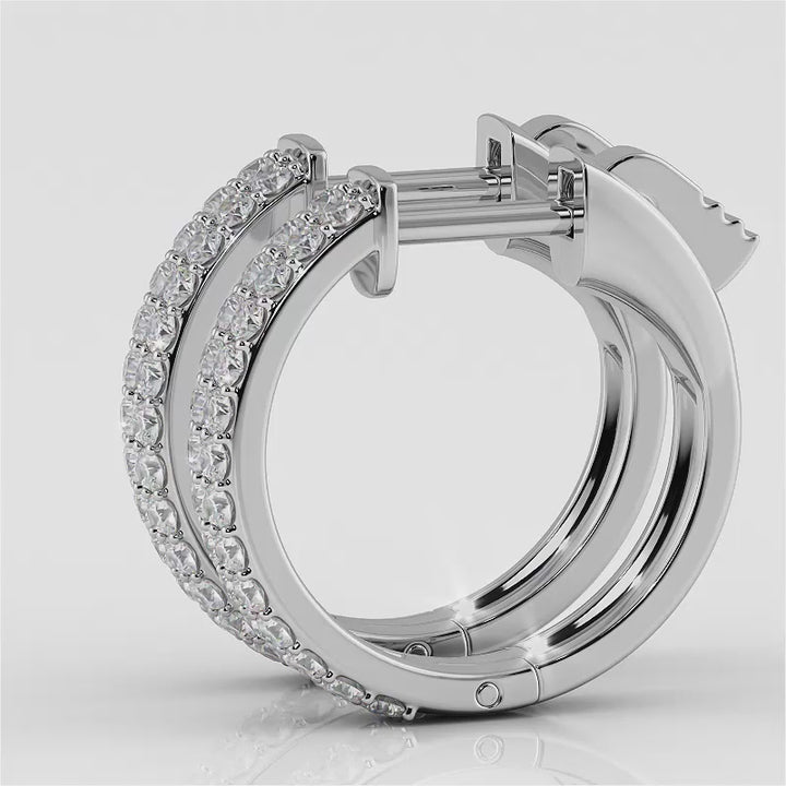 Two Rows Lab Diamonds Hoop Earrings  0.45 ctw