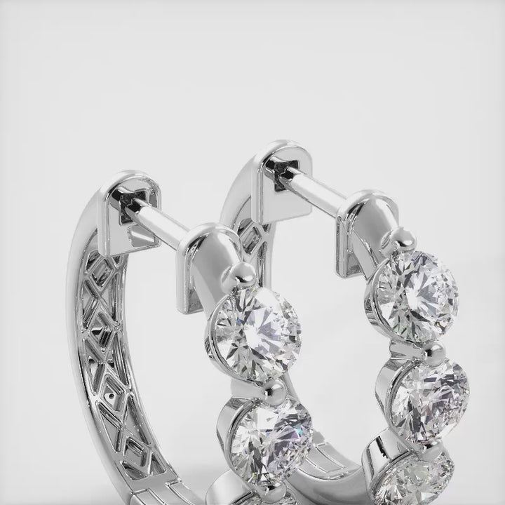 Three Stone Lab Diamond Hoop Earrings 1.02 ctw