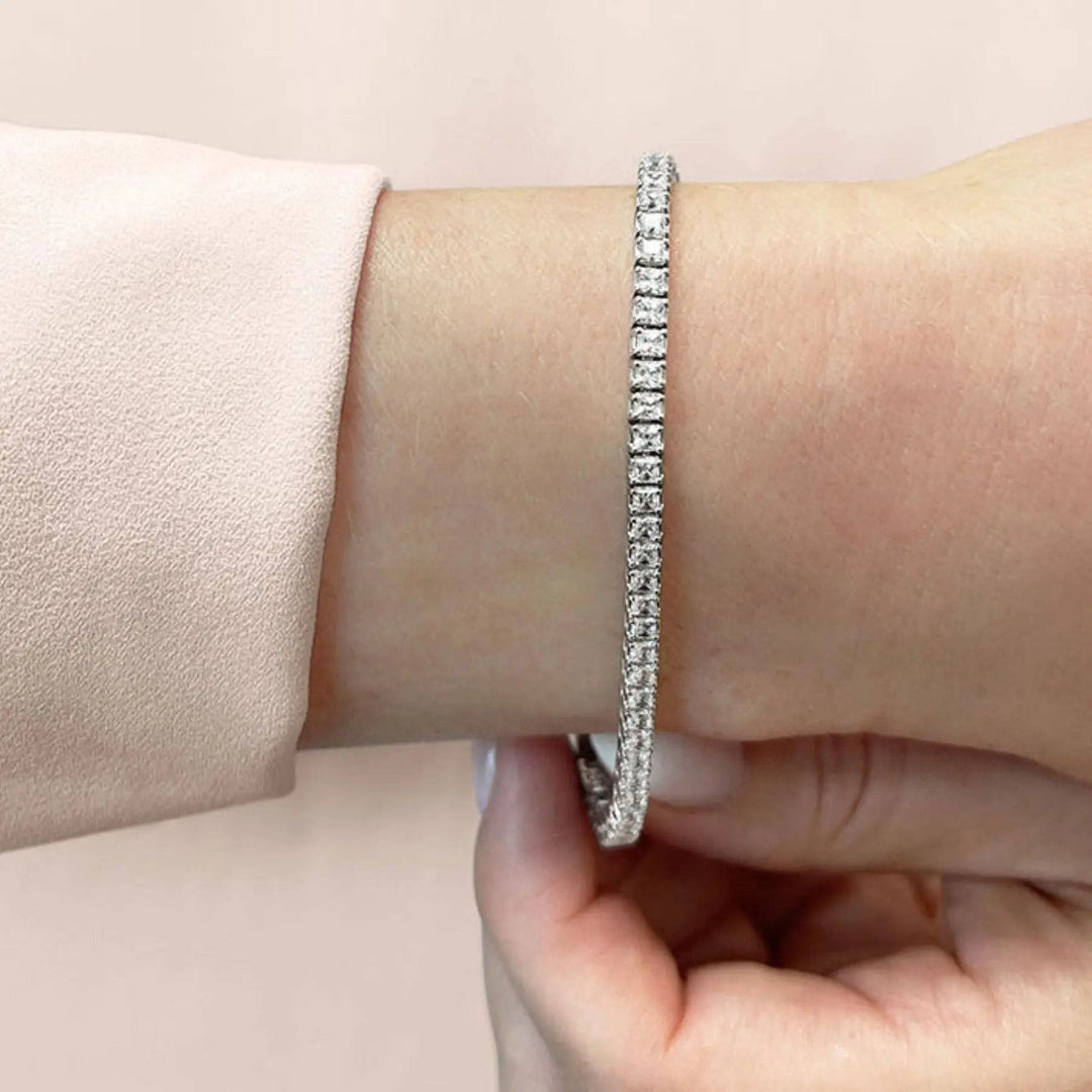 Princess Cut Lab Tennis Bracelet 4.05 ctw - PUREFINEJEWELRY