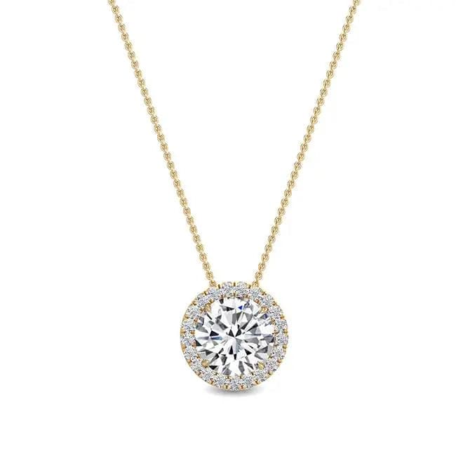 Round Halo Pendant Lab Diamond 0.60 ctw - PUREFINEJEWELRY