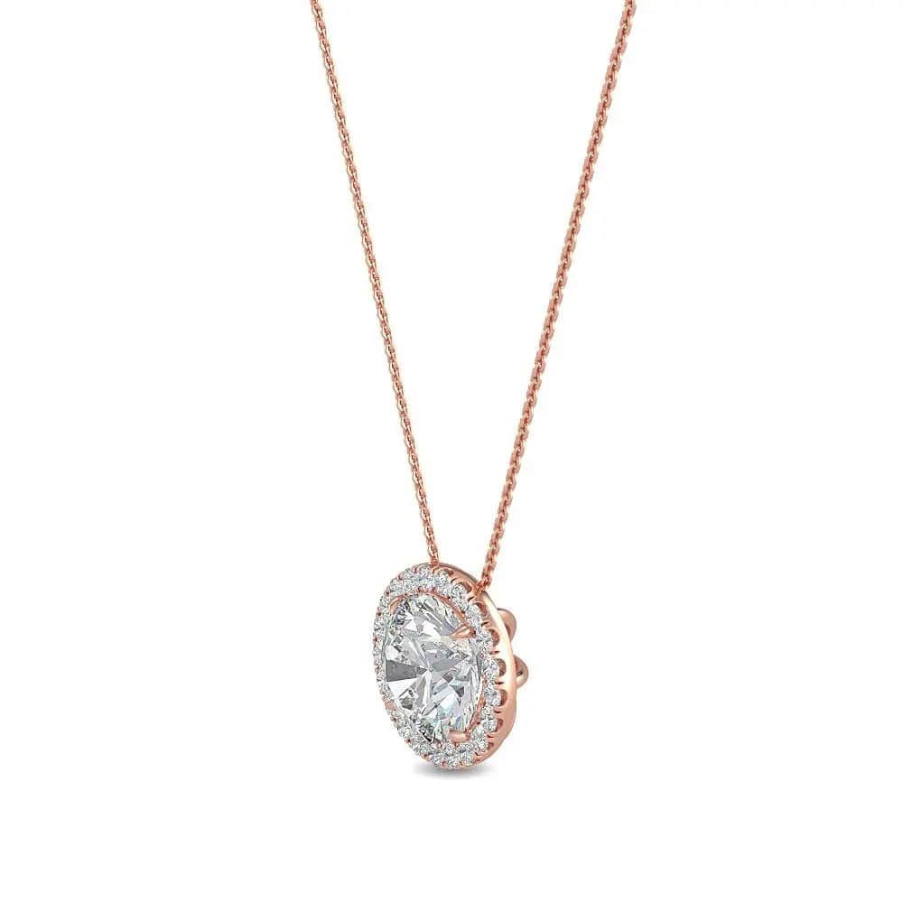 Round Halo Pendant Lab Diamond 0.60 ctw - PUREFINEJEWELRY