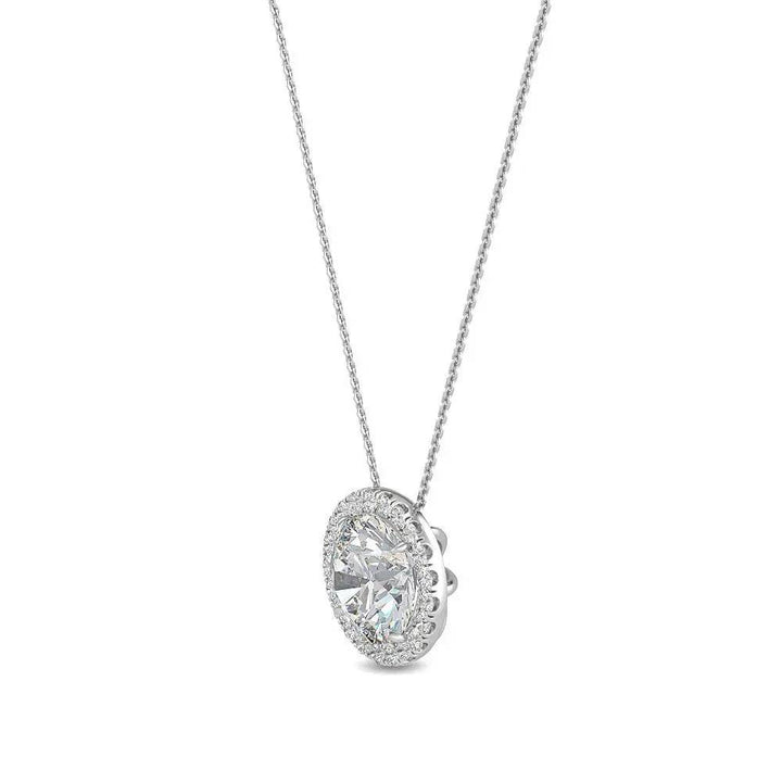 Round Halo Pendant Lab Diamond 0.60 ctw - PUREFINEJEWELRY