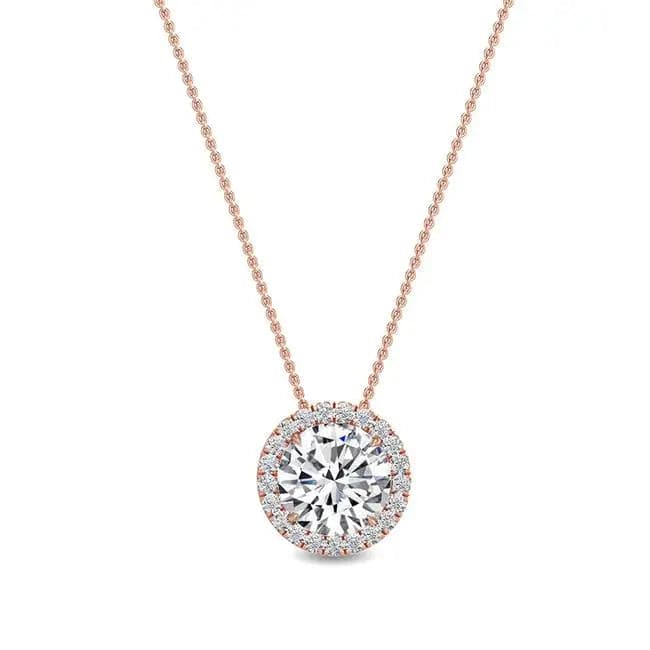 Round Halo Pendant Lab Diamond 0.60 ctw - PUREFINEJEWELRY