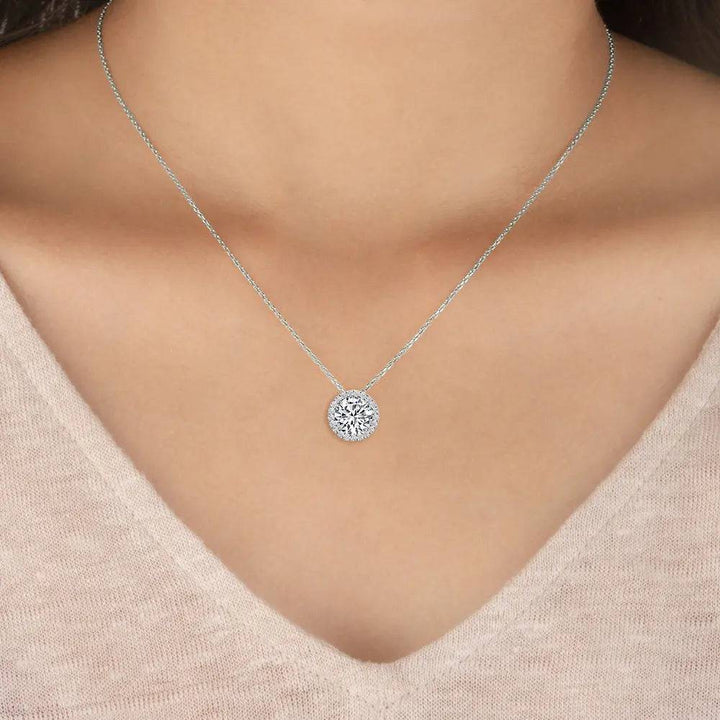 Round Halo Pendant Lab Diamond 0.60 ctw - PUREFINEJEWELRY