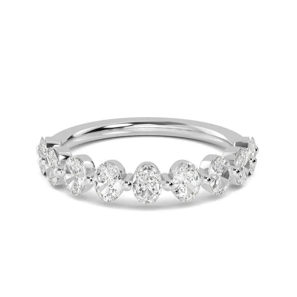 Semi Eternity Ring Oval Lab Grown Diamond 1.11 ct - PUREFINEJEWELRY