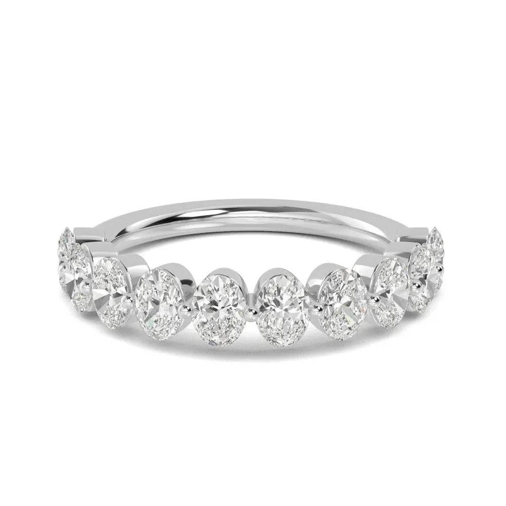 Semi Eternity Ring Oval Lab Grown Diamond 2.00 ct - PUREFINEJEWELRY