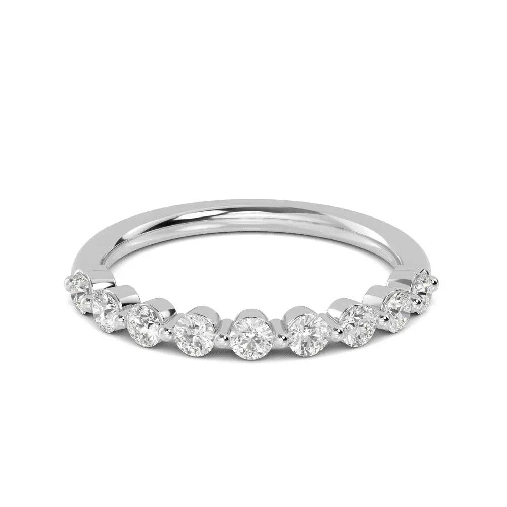 Semi Eternity Ring Round Lab Diamond 0.50 ct - PUREFINEJEWELRY