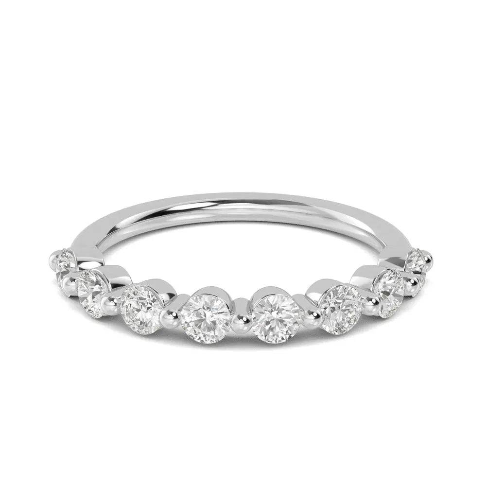 Semi Eternity Ring Round Lab Grown Diamond 0.70 ct - PUREFINEJEWELRY