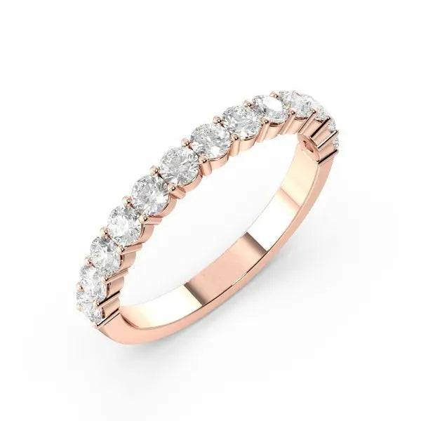 Semi Eternity Ring Round Lab Grown Diamond 0.70 ct - PUREFINEJEWELRY