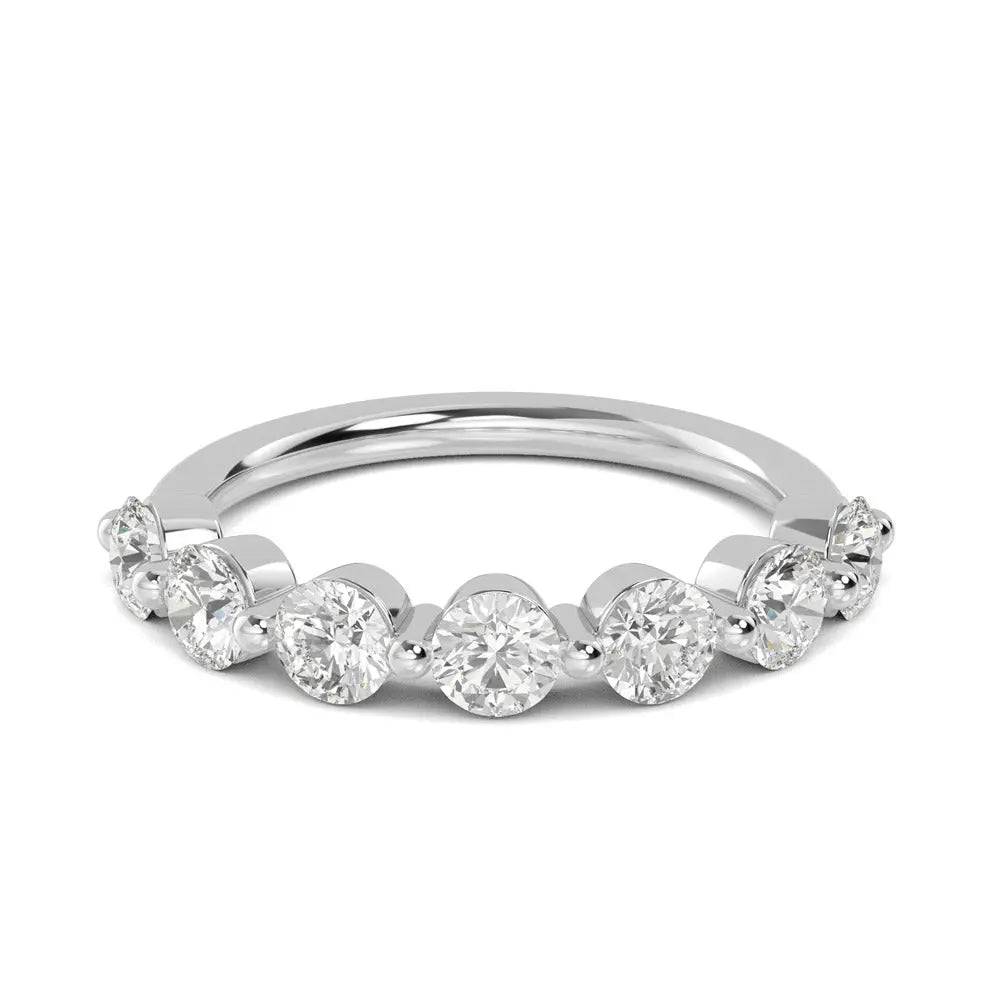 Semi Eternity Ring Round Lab Grown Diamond 1.35 ct - PUREFINEJEWELRY