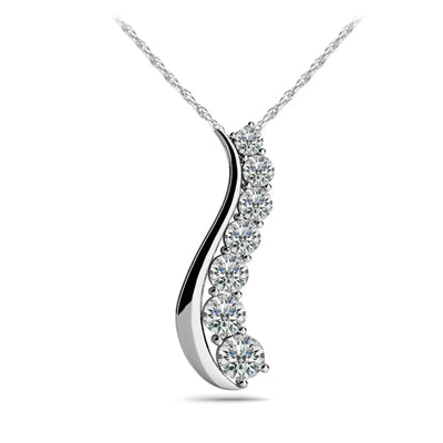 Solid Curve Diamond Journey Necklace 0.45 ctw - PUREFINEJEWELRY