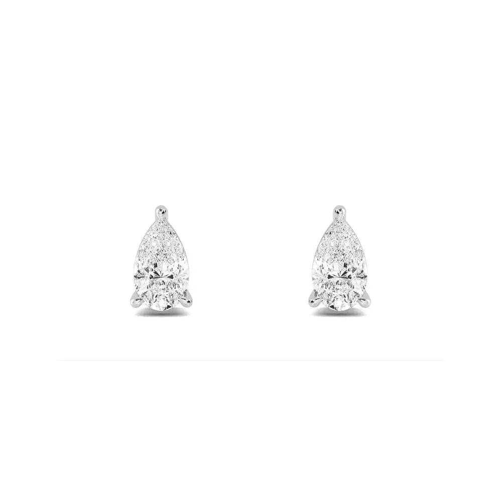 Solitaire Earrings Pear Shape Lab Diamond 0.60 ctw - PUREFINEJEWELRY