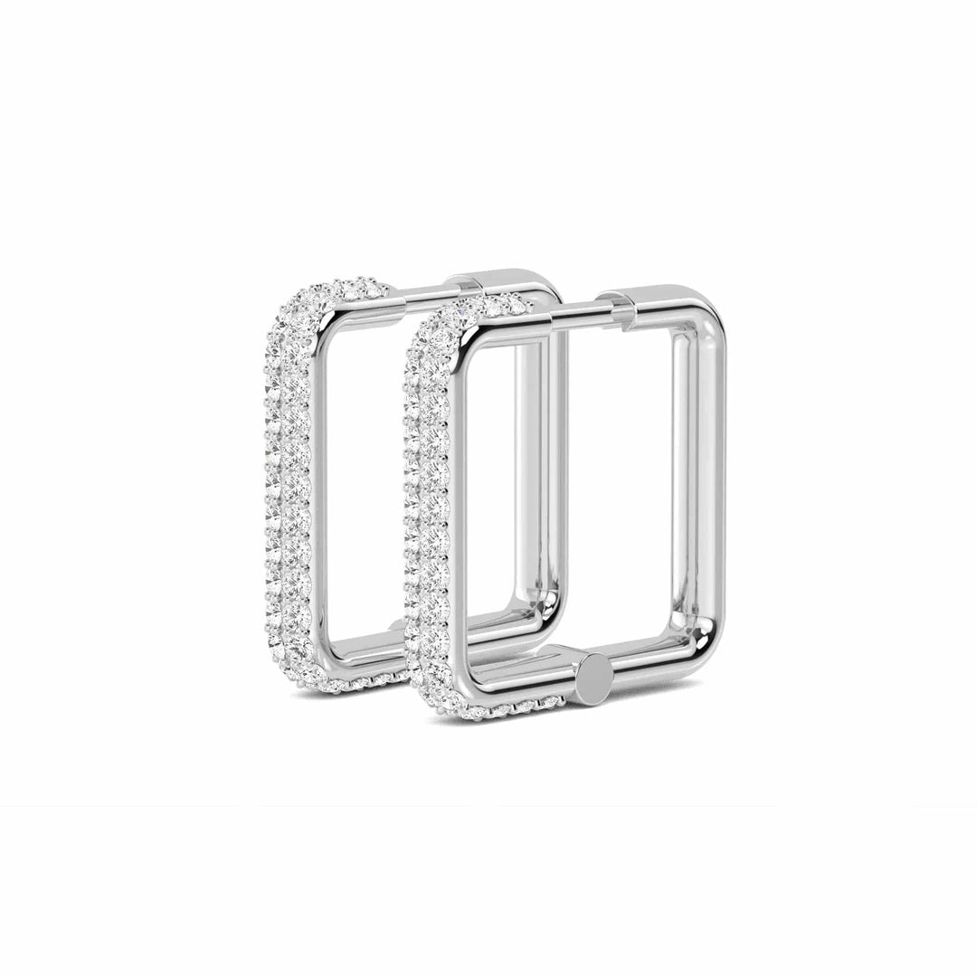 Square Hoops Earrings Lab Grown Diamonds 0.68 ctw. - PUREFINEJEWELRY