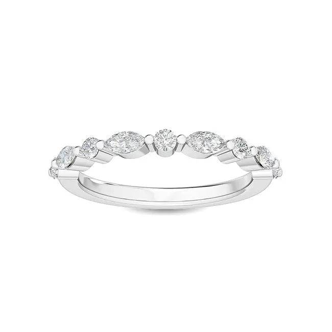 Stackable Ring Marquise & Round Lab Diamond 0.45 ct - PUREFINEJEWELRY